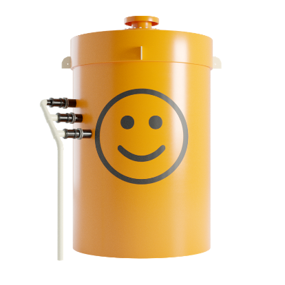 Yellow tank with a Smiley face printed on the front in black