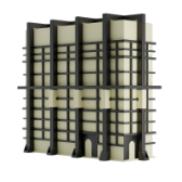 A ivory and black rectangular vertical tank