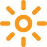 icon of a sun to demonstrate the tank's UV resistance